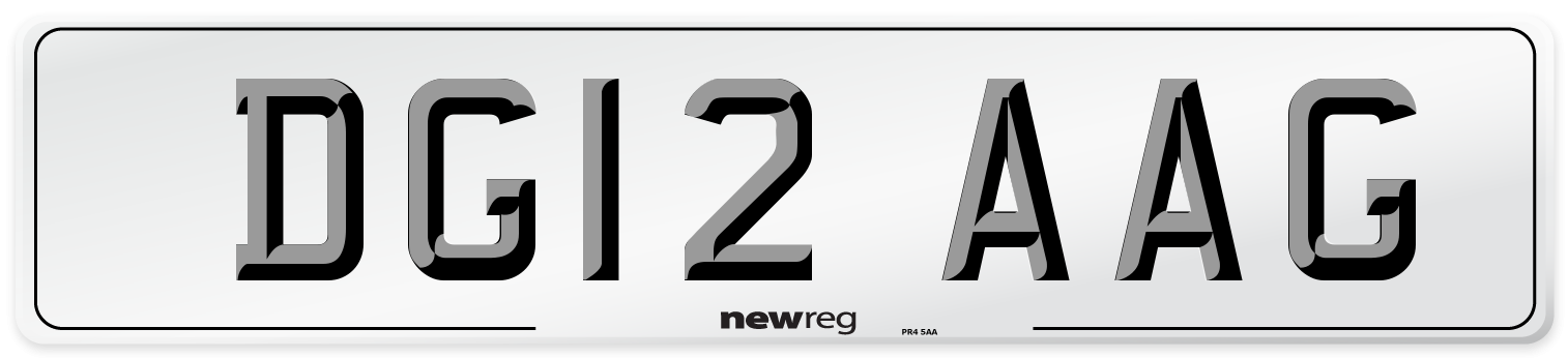 DG12 AAG Number Plate from New Reg